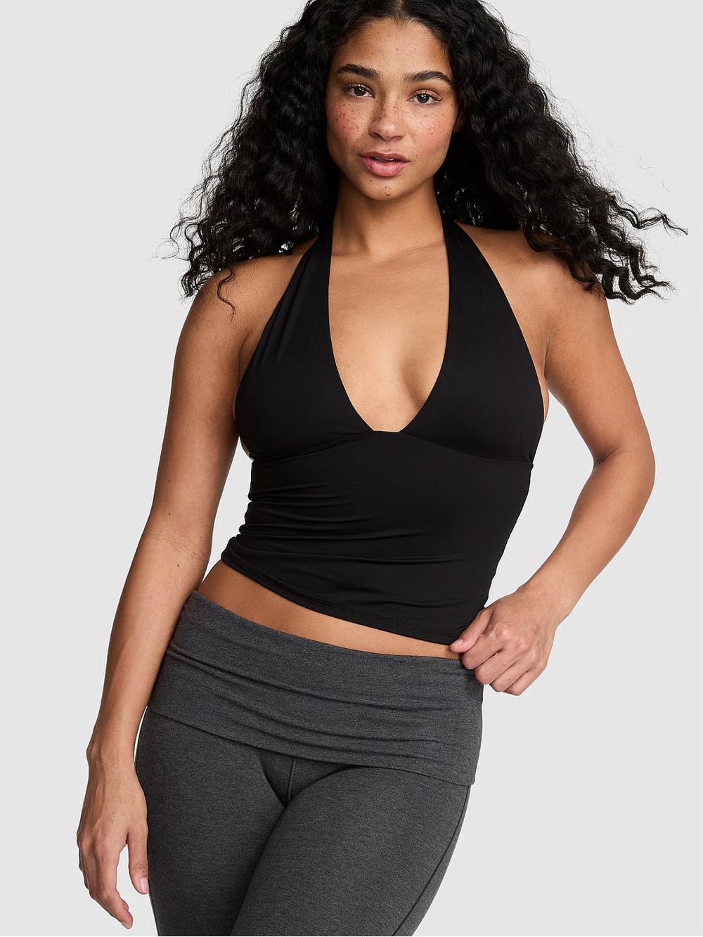 PINK Victoria's Secret Black Halter Cami Tank - Deep V